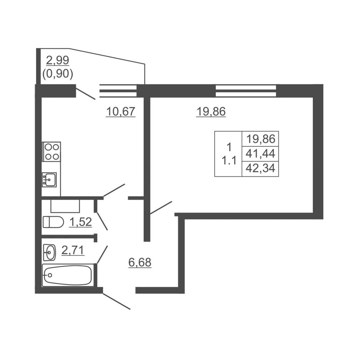 Планировка 1-комн.