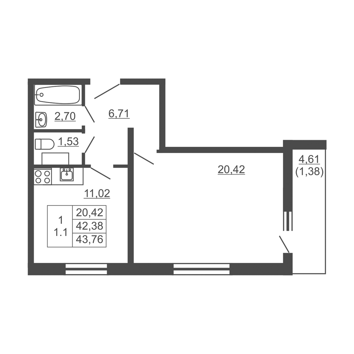 Планировка 1-комн.