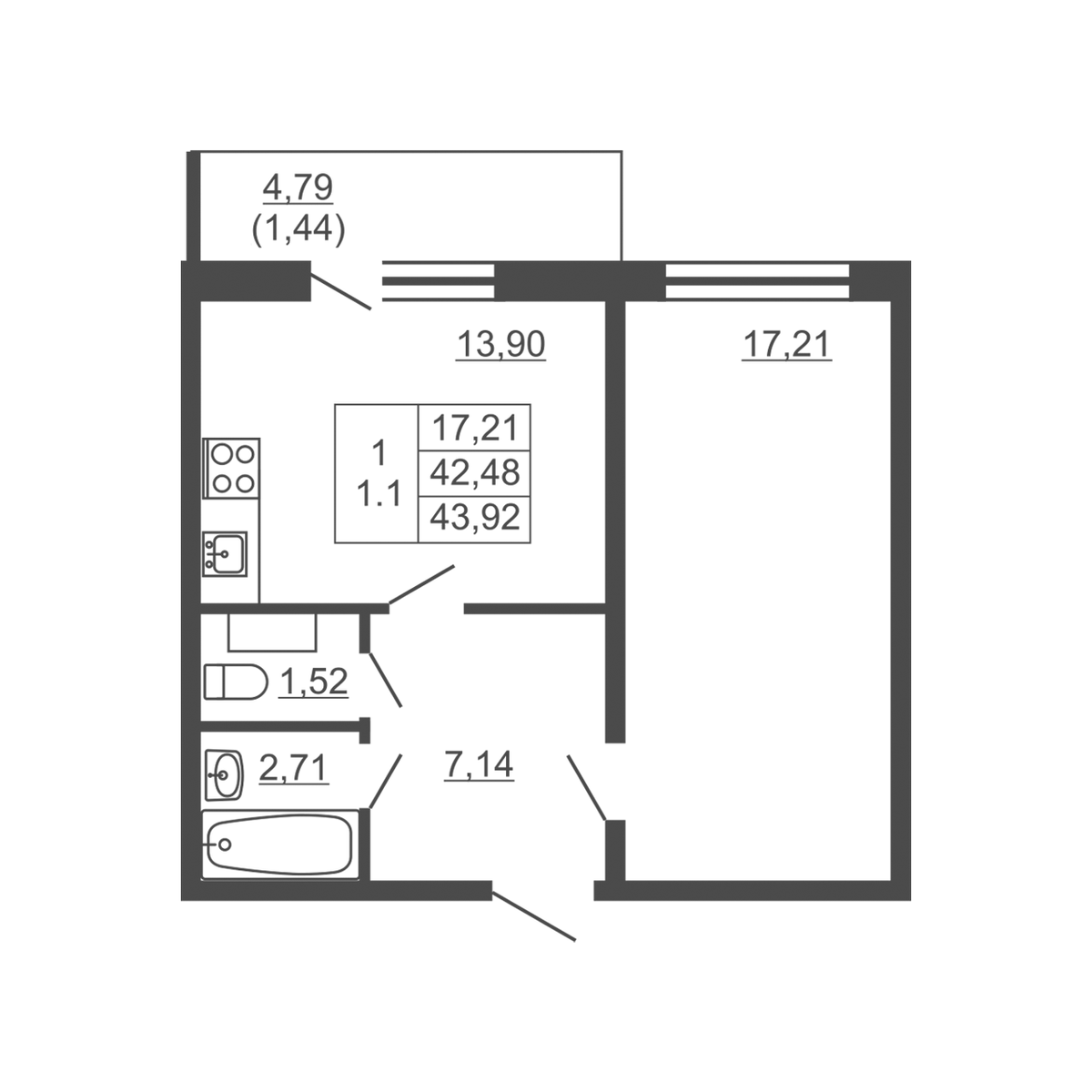 Планировка 1-комн.
