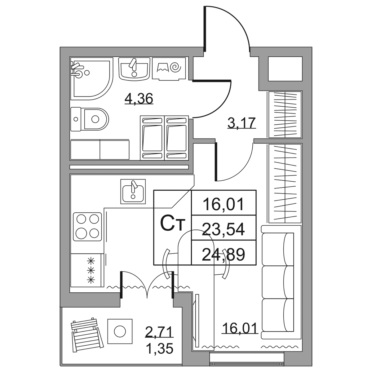 Планировка Студия 3