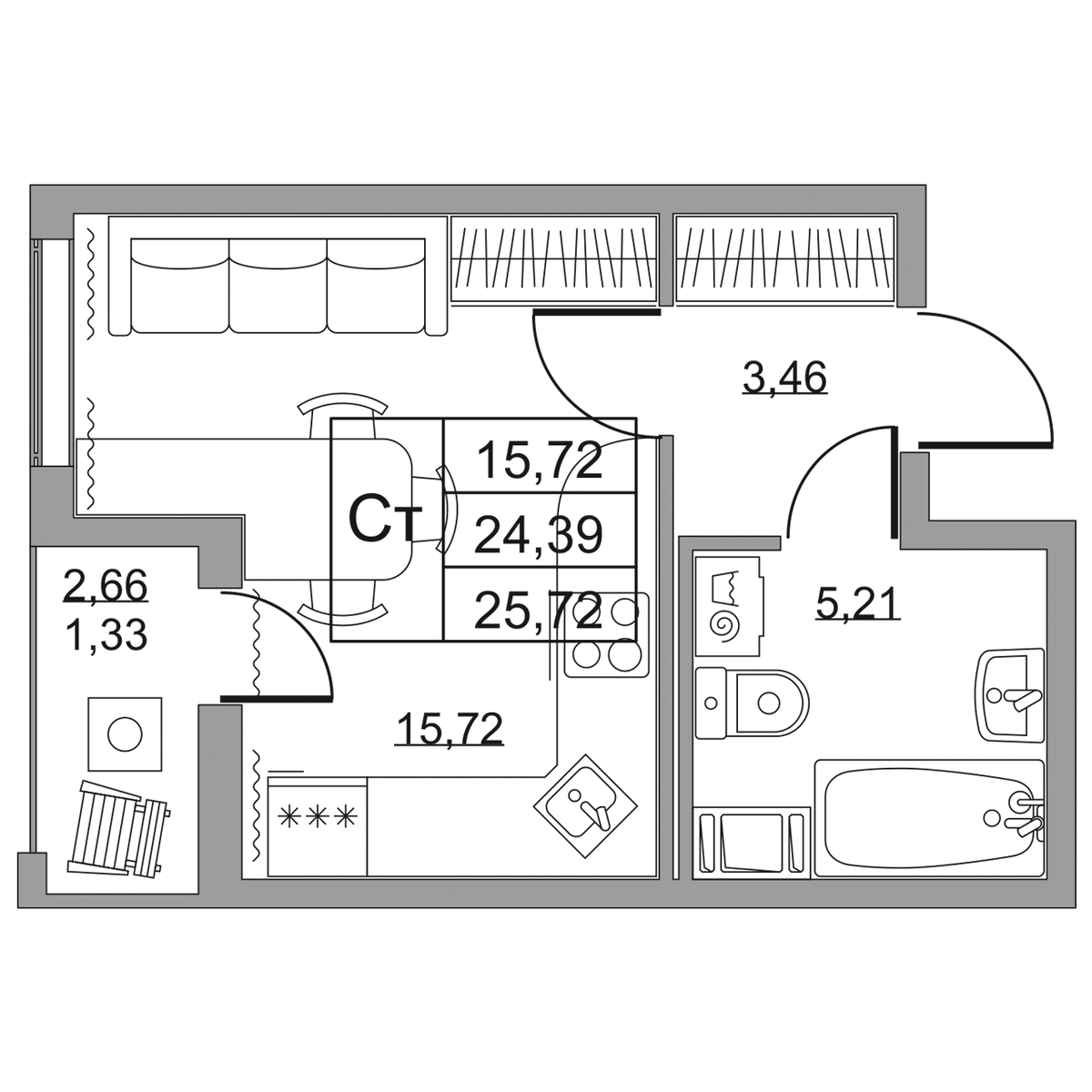 Планировка Студия 3