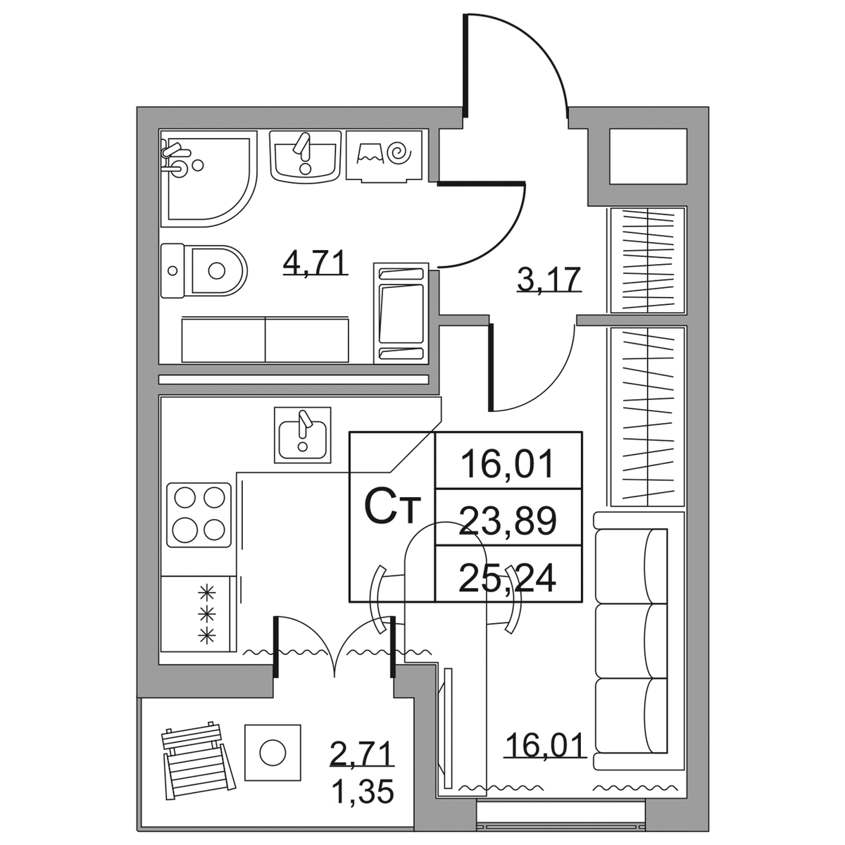 Планировка Студия 3