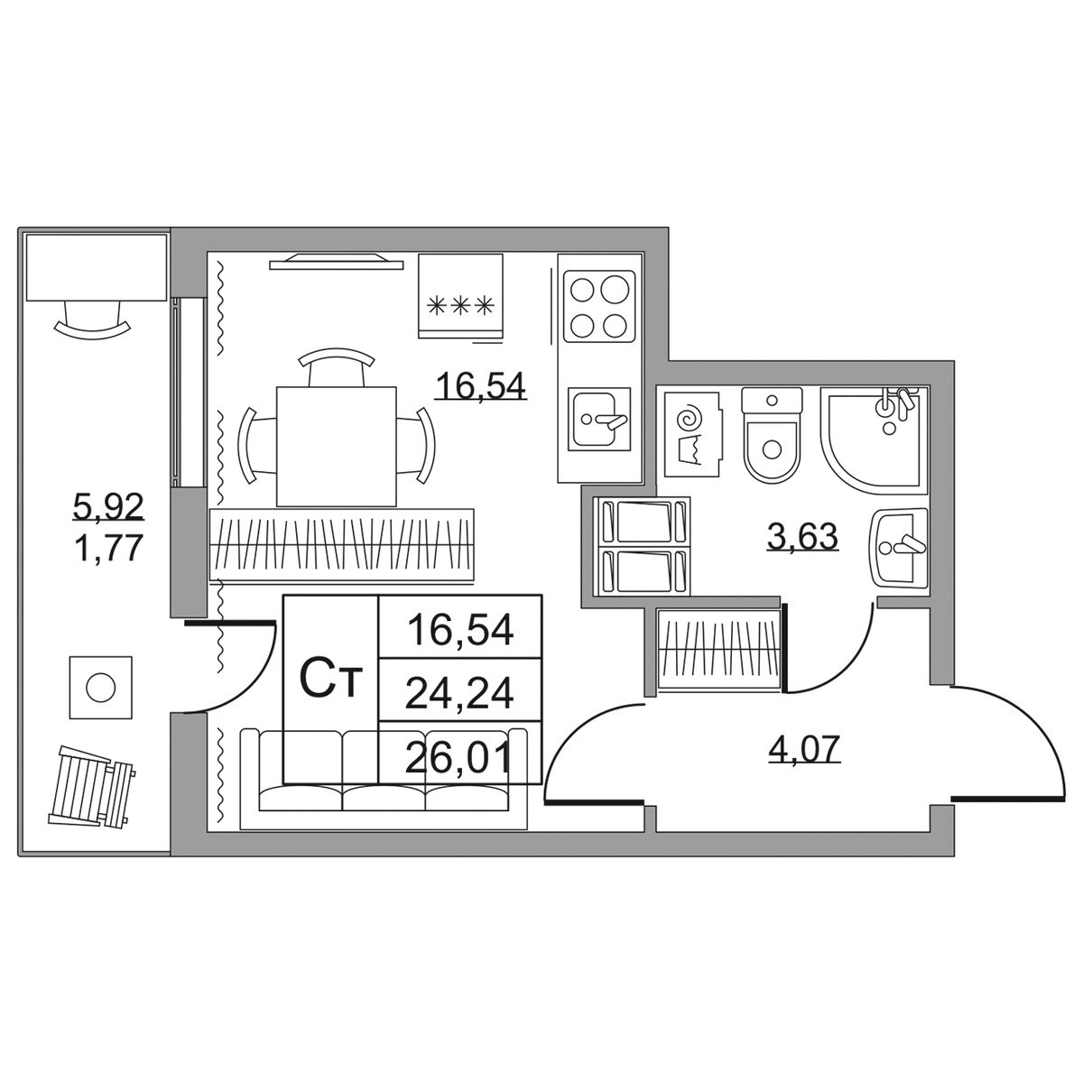Планировка Студия 3