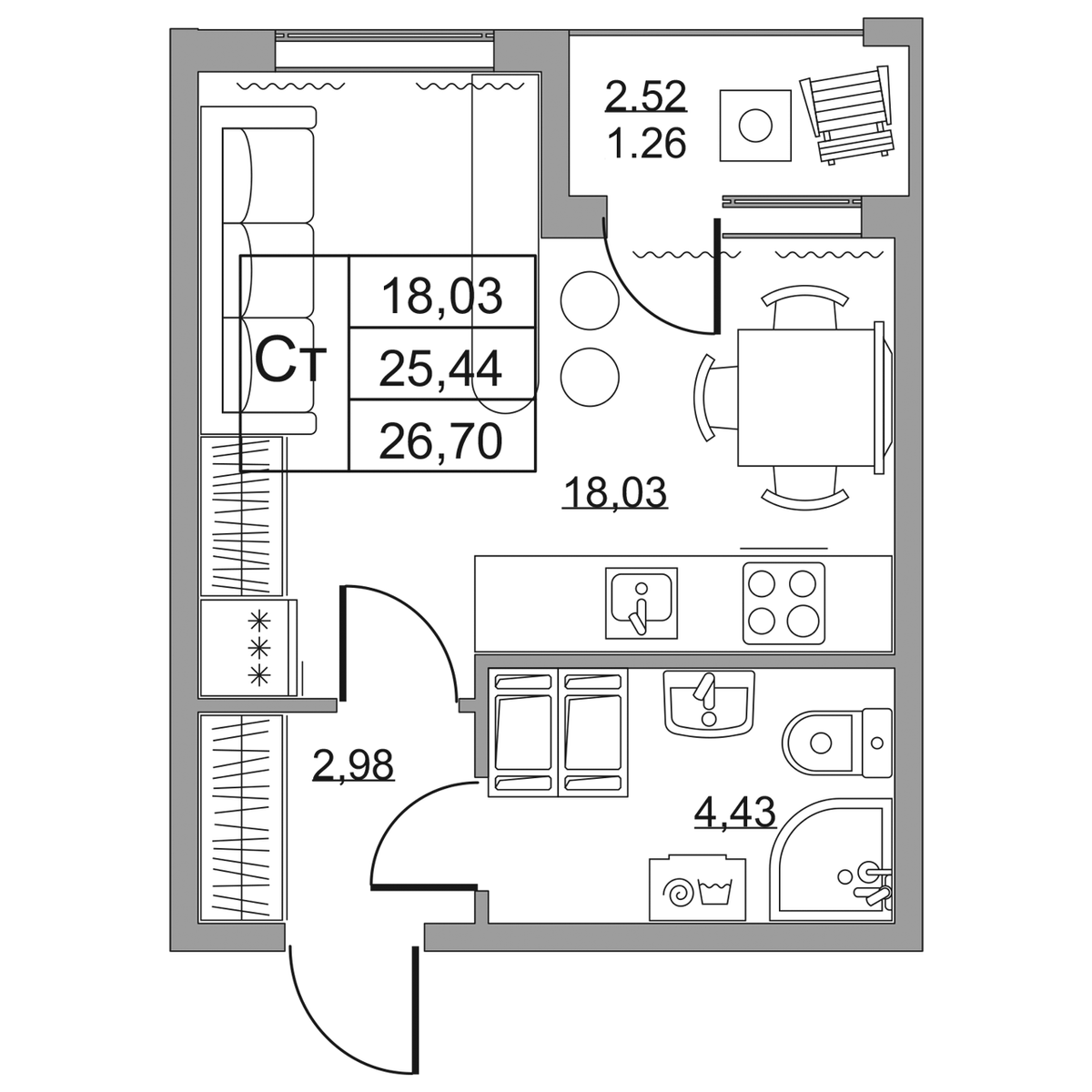 Планировка Студия 3