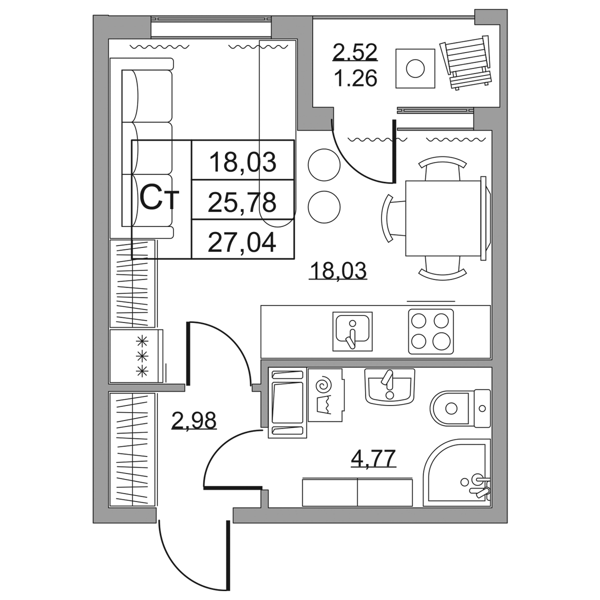 Планировка Студия 3