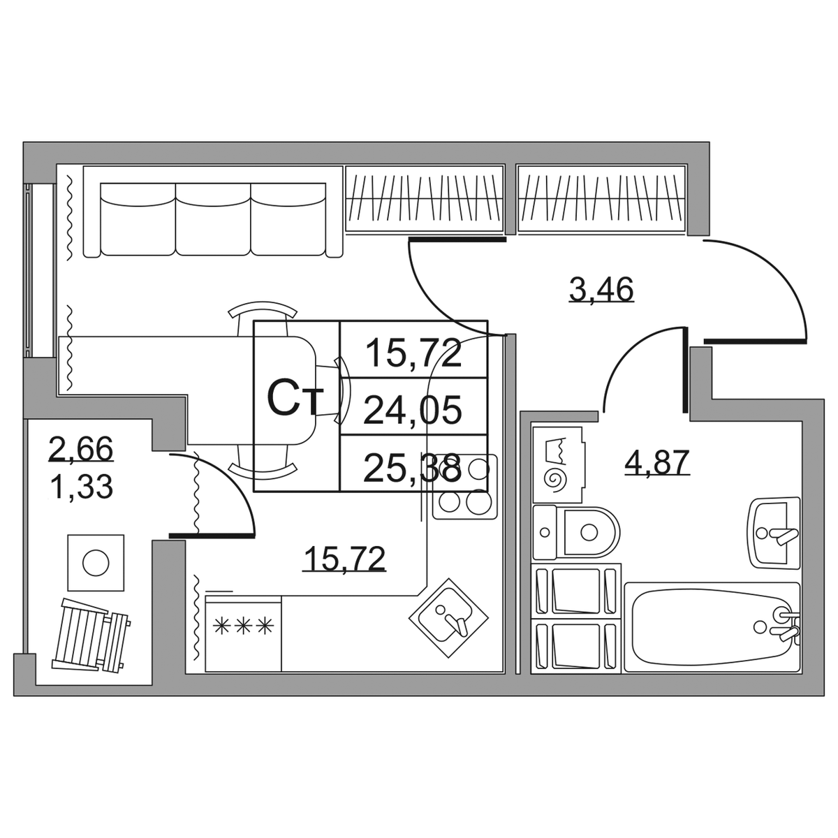 Планировка Студия 3