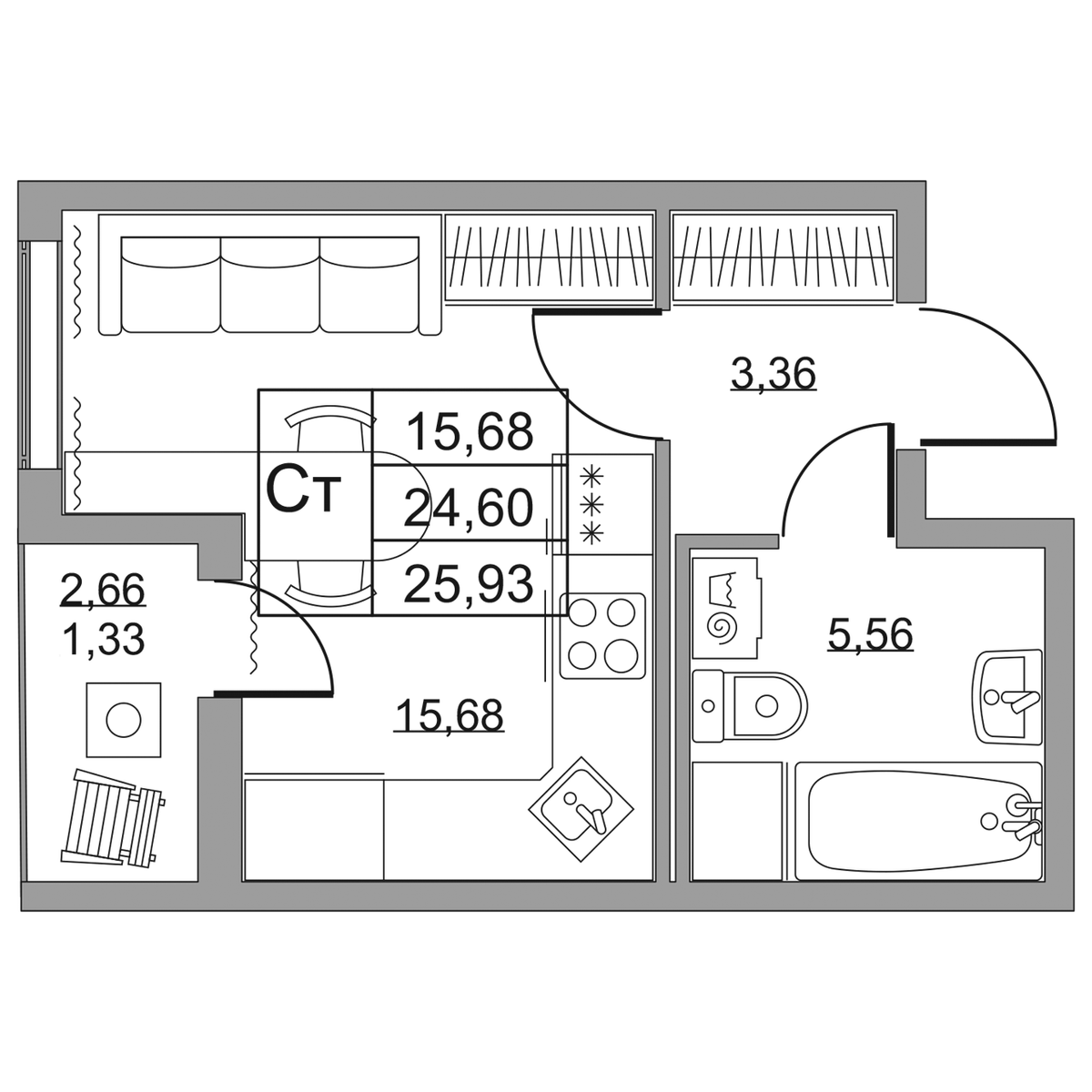 Планировка Студия 3