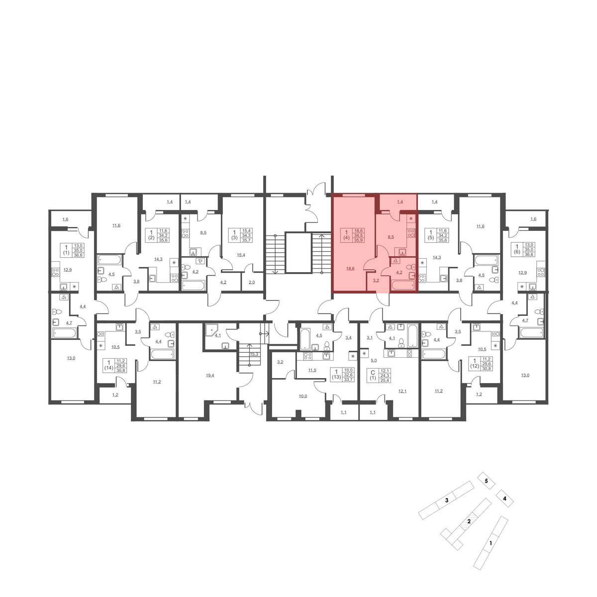 Планировка 1-комн. 4