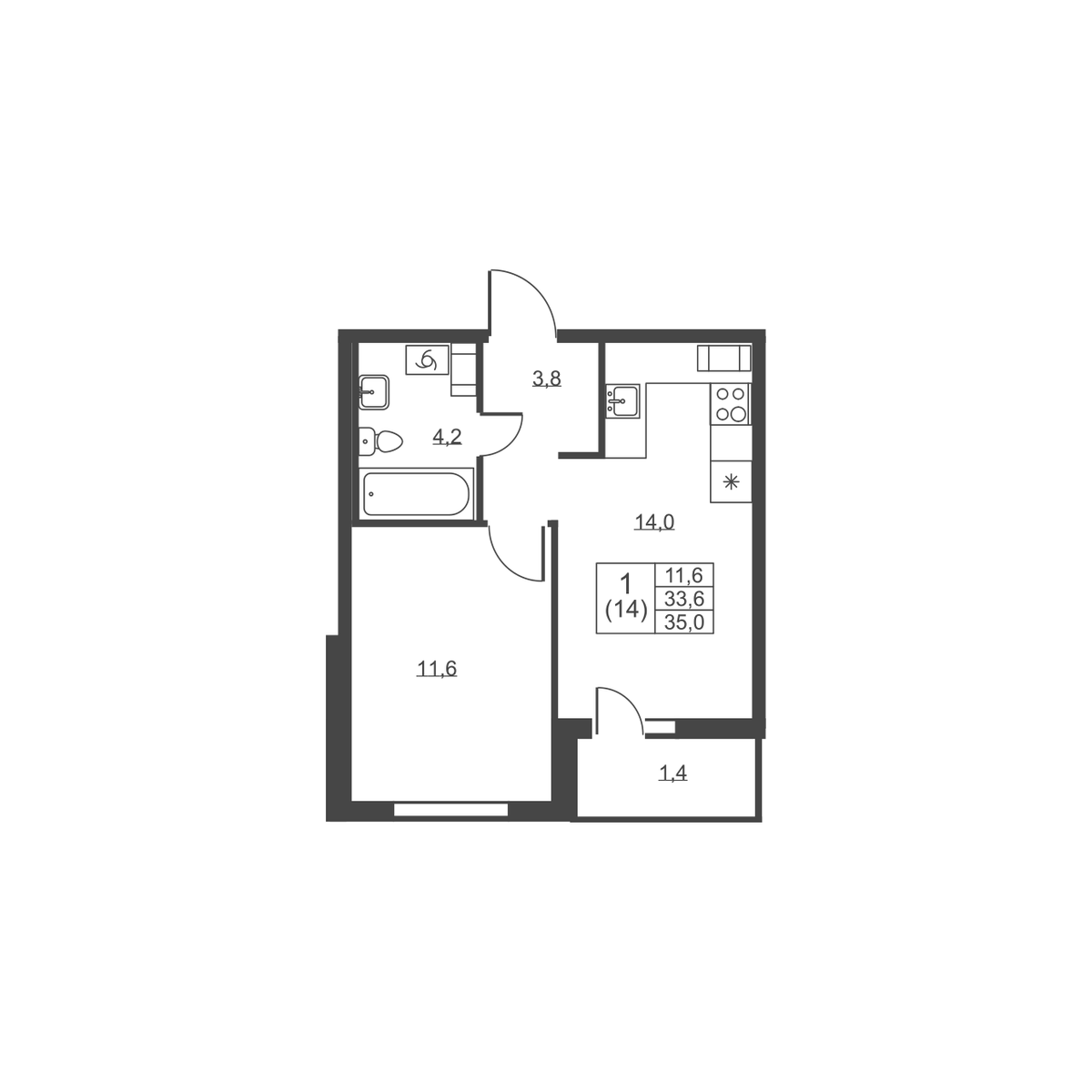 Планировка 1-комн.