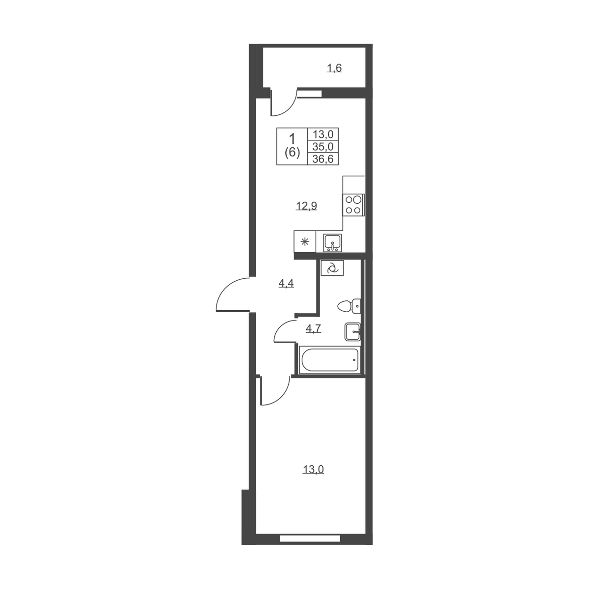 Планировка 1-комн.