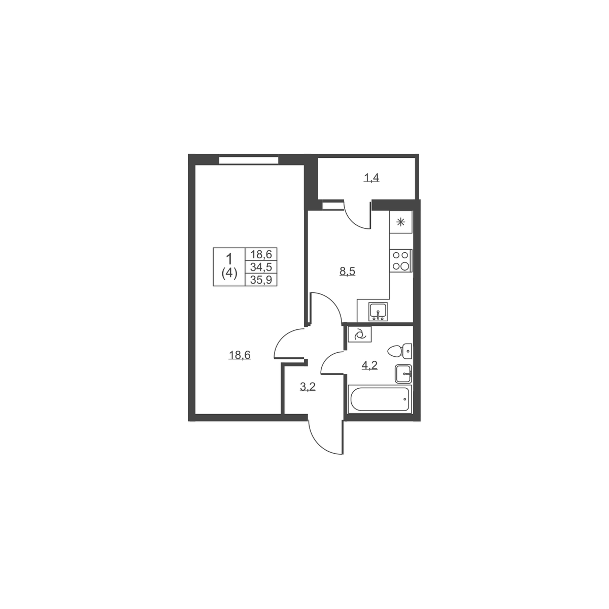 Планировка 1-комн.