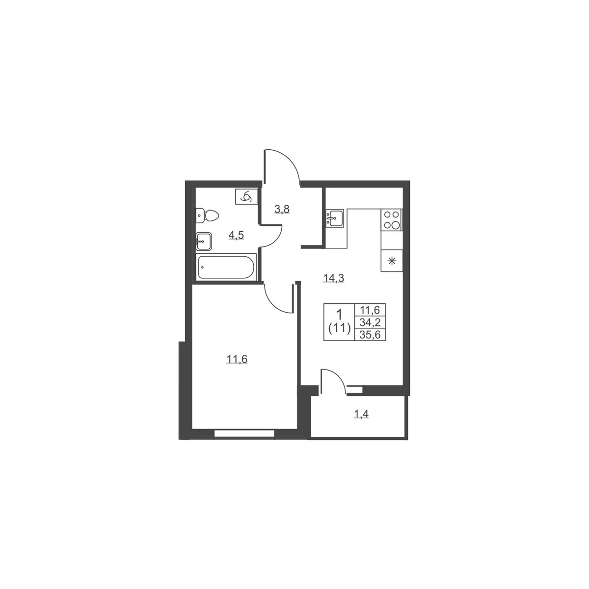 Планировка 1-комн.