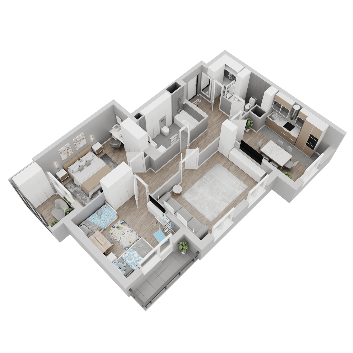 Планировка 3-комн. 3