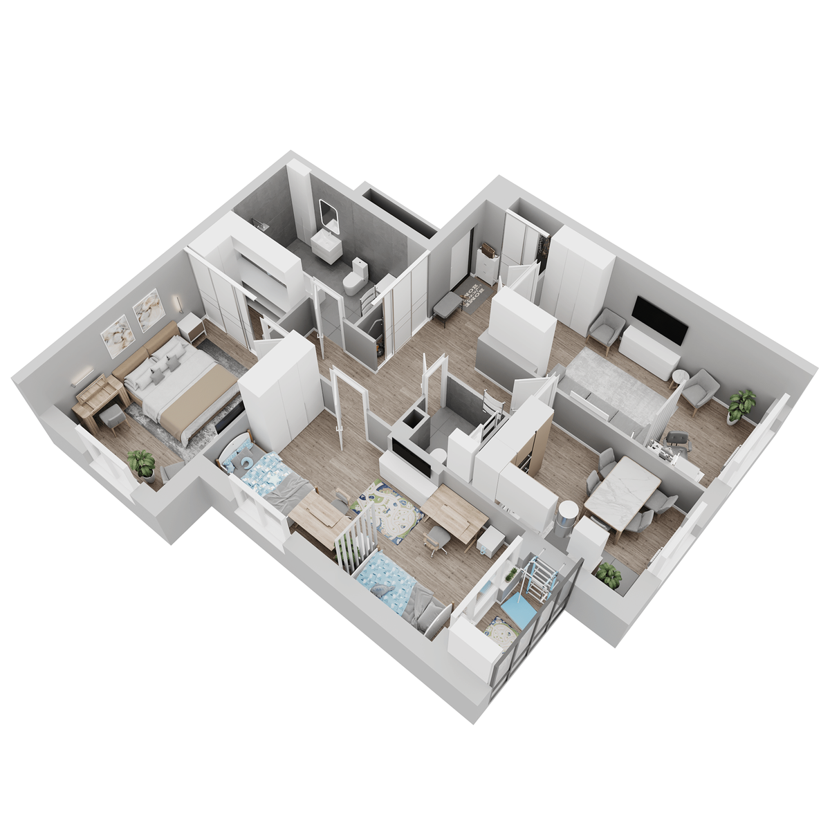 Планировка 3-комн. 3