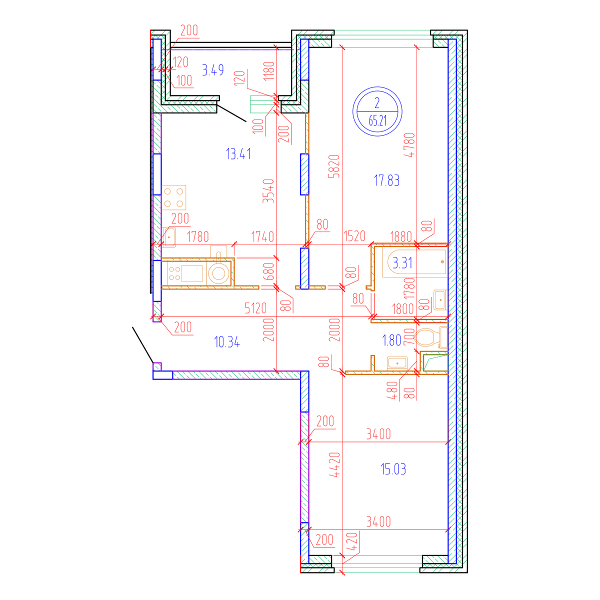 Планировка 2-комн. 3