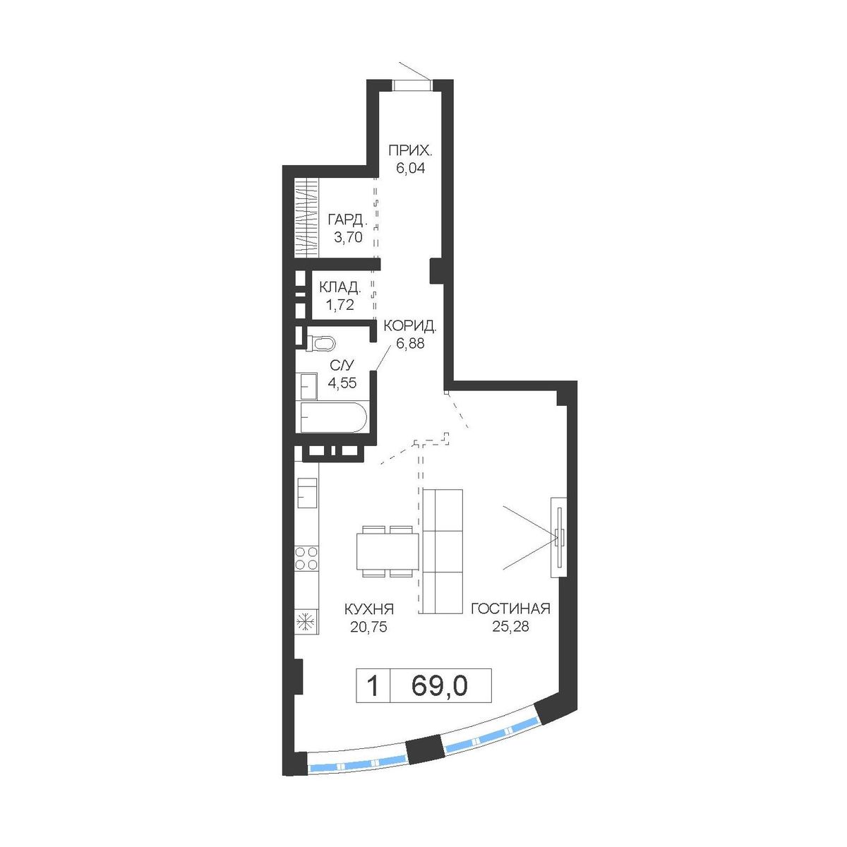 Планировка 1-комн.