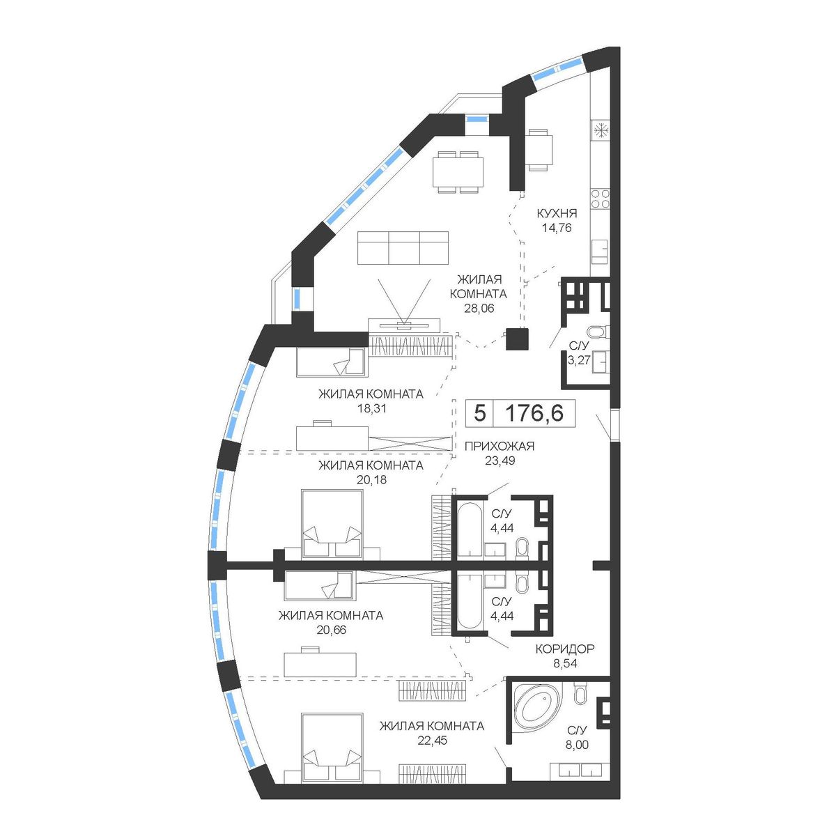 Планировка 5-комн.