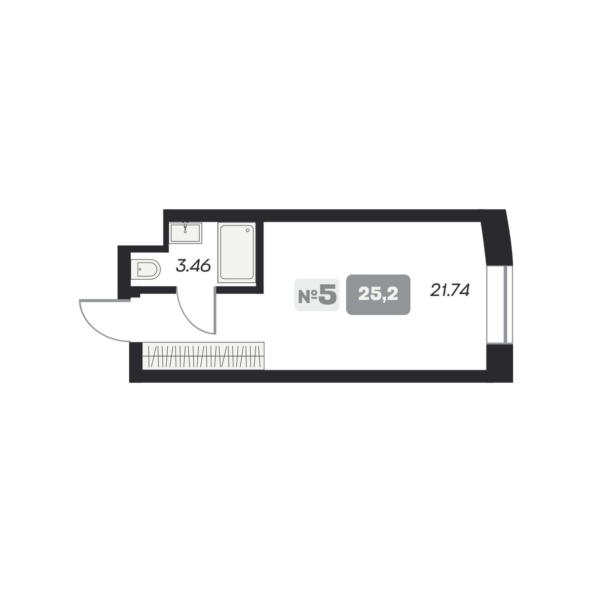 Студия, 25.2 м², № 18 в Аэрон