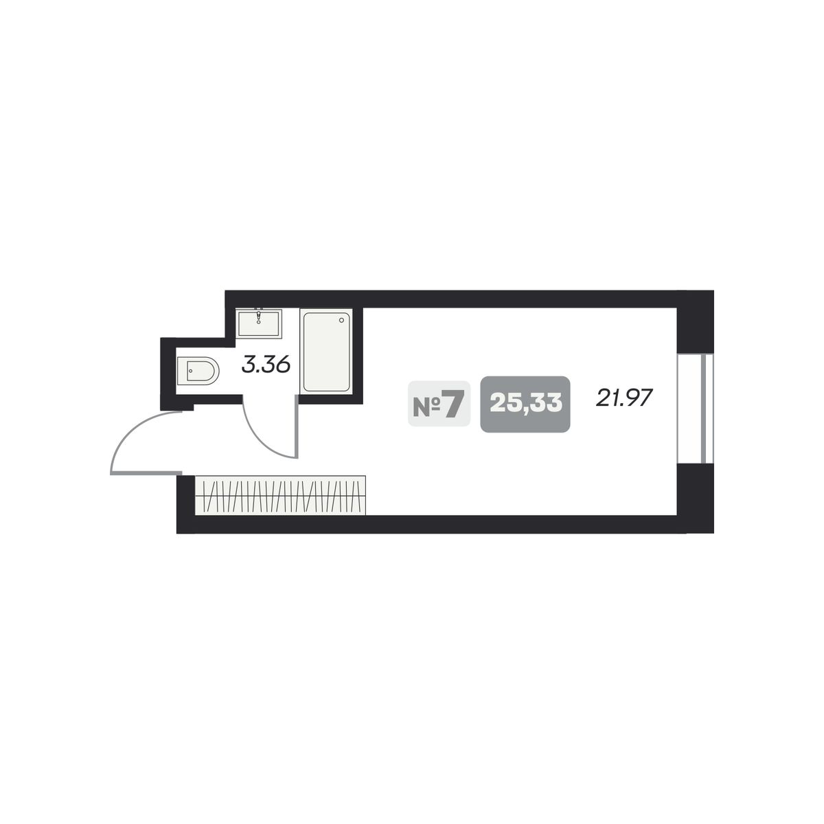 Студия, 25.33 м², № 20 в Аэрон
