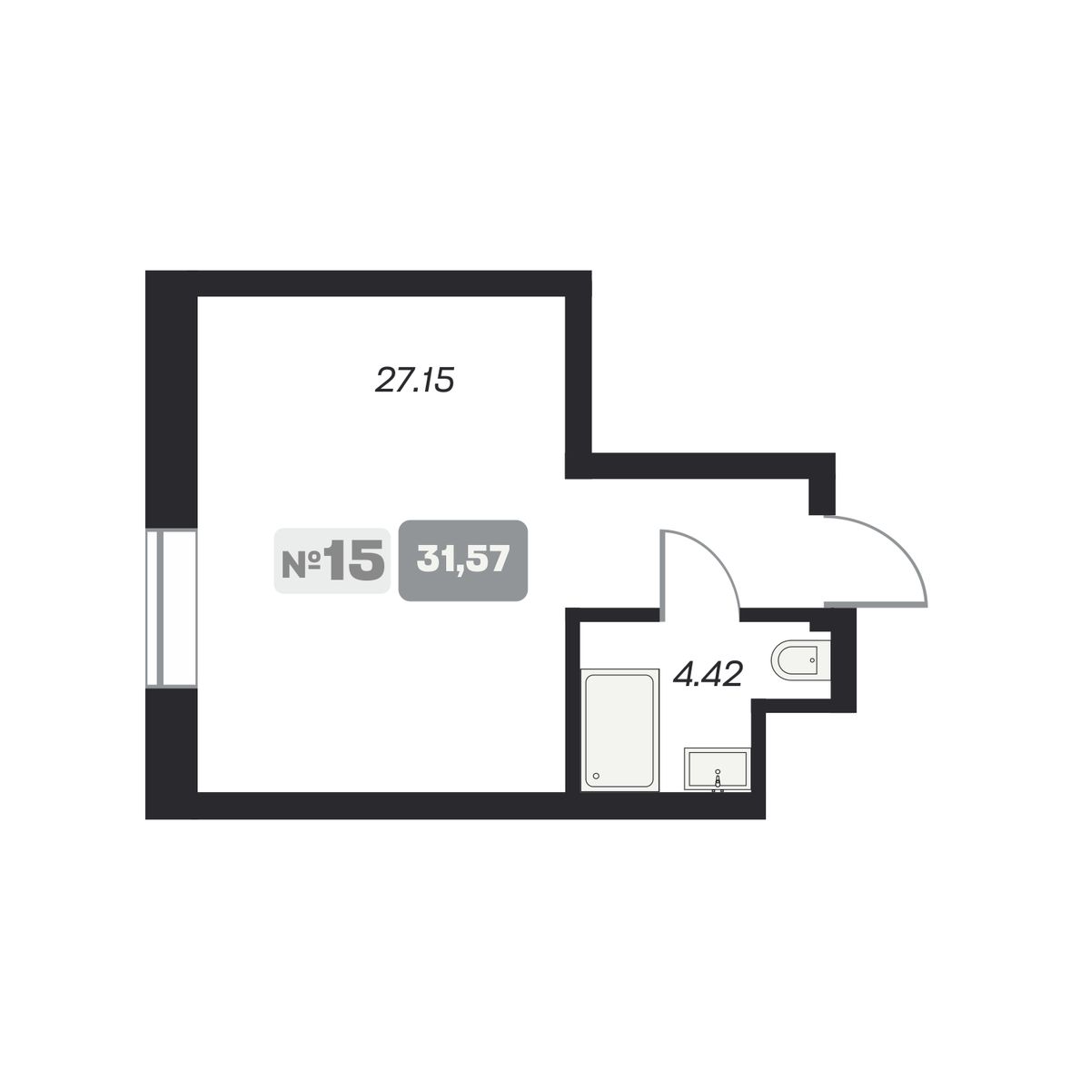 2-комнатная, 31.57 м², № 148 в Аэрон