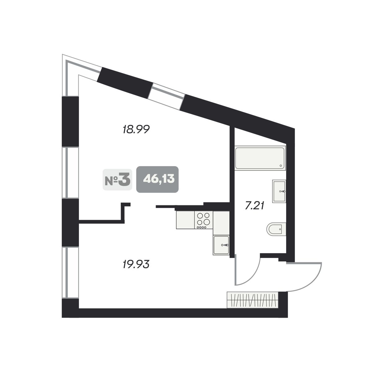 2-комнатная, 46.13 м², № 76 в Аэрон