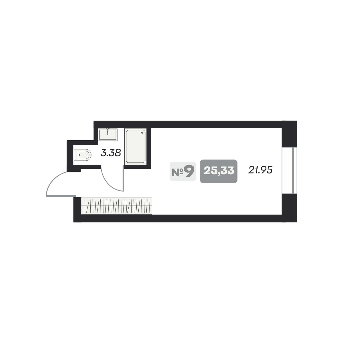 Студия, 25.33 м², № 97 в Аэрон