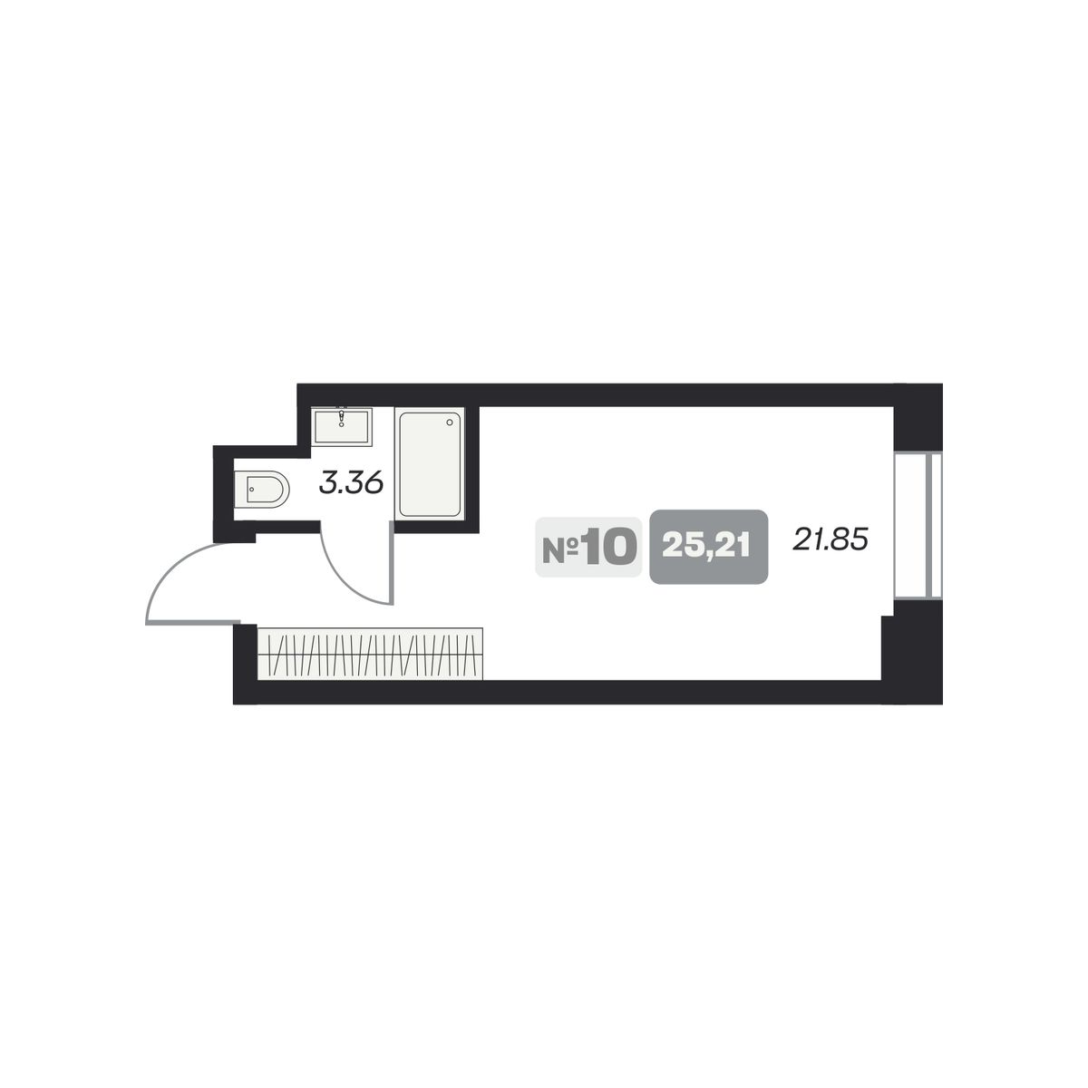 Студия, 25.21 м², № 10 в Аэрон