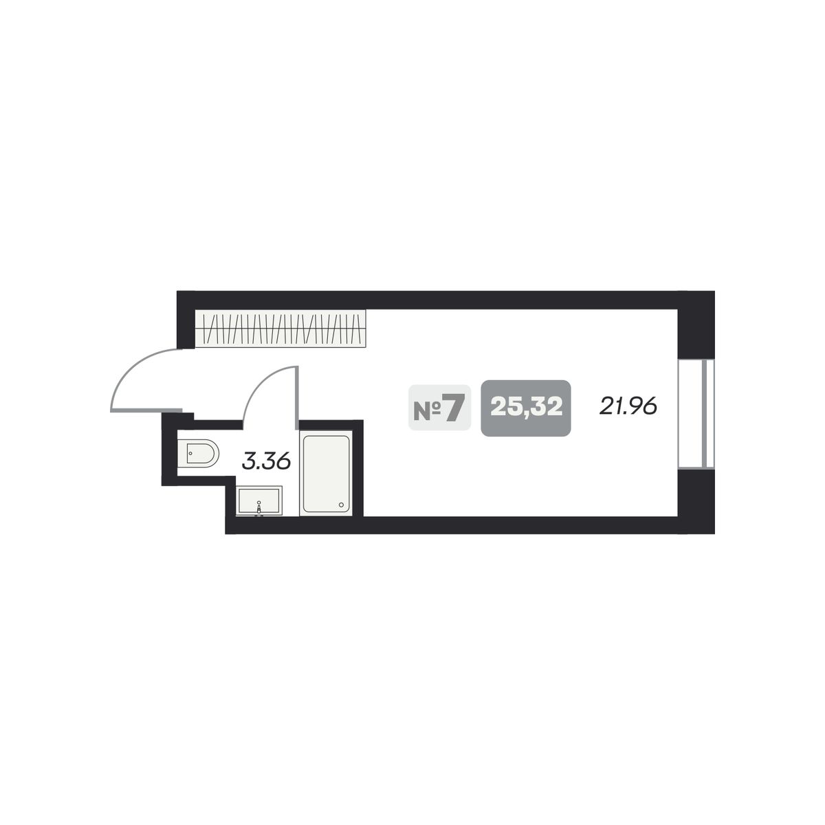 Студия, 25.32 м², № 7 в Аэрон