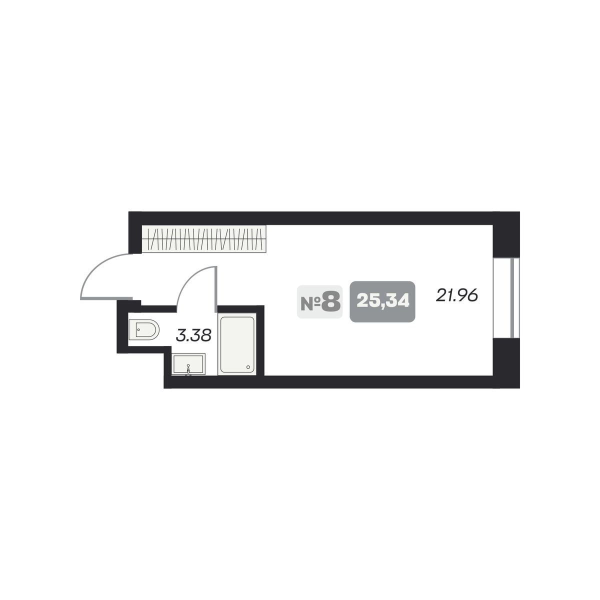 Студия, 25.34 м², № 21 в Аэрон