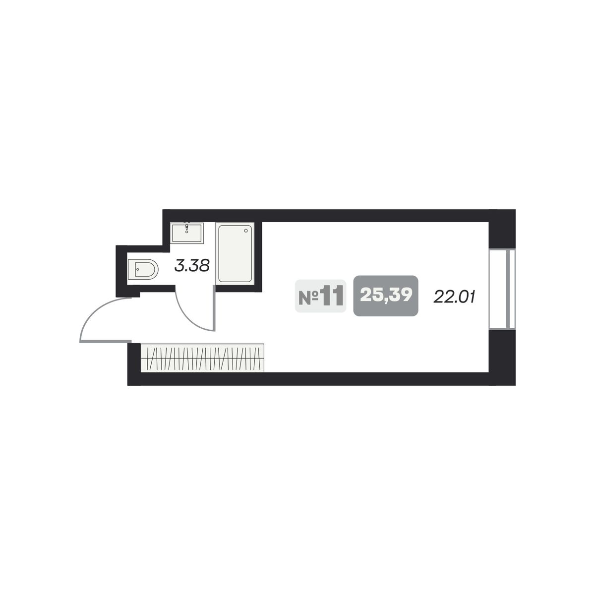 Студия, 25.39 м², № 24 в Аэрон