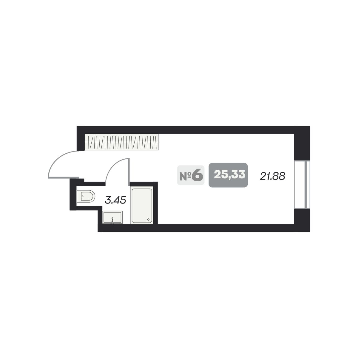 Студия, 25.33 м², № 79 в Аэрон
