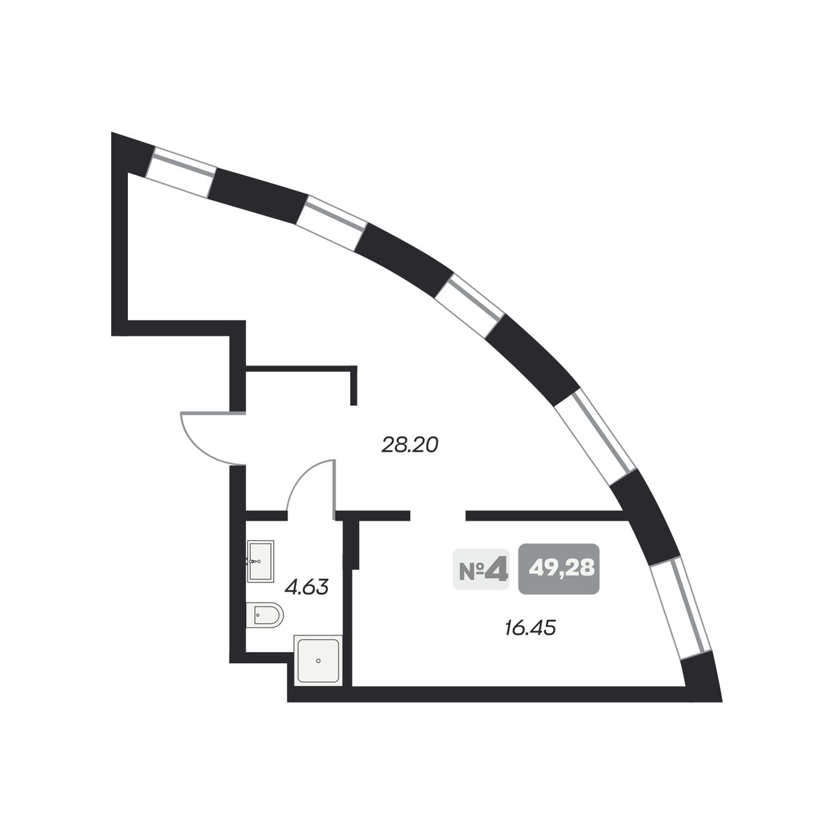 2-комнатная, 49.28 м², № 17 в Аэрон