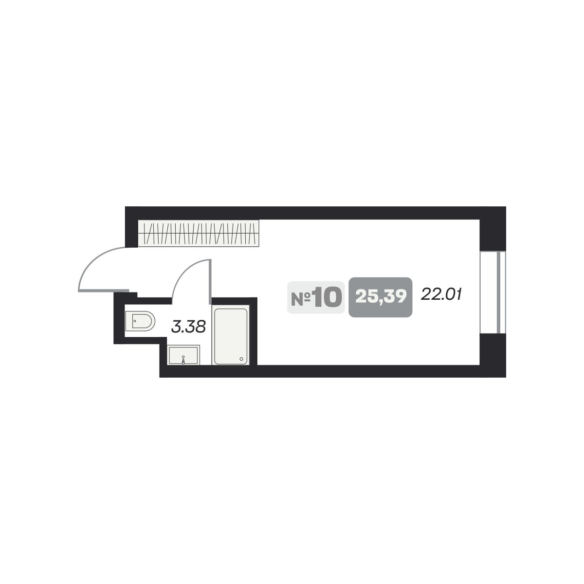 Студия, 25.39 м², № 23 в Аэрон