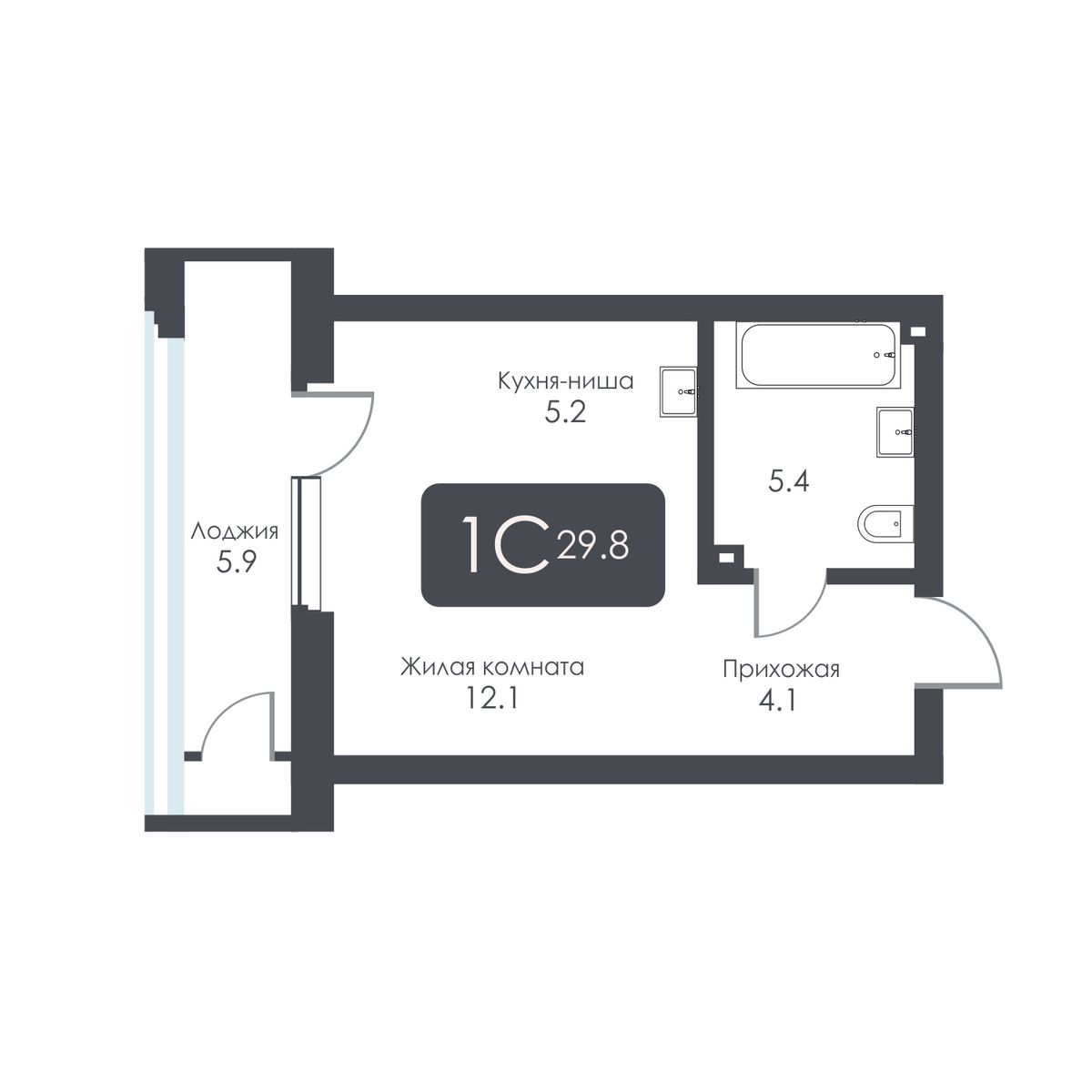Студия, 26.8 м², № 8 в City Towers (Сити Тауэрс)