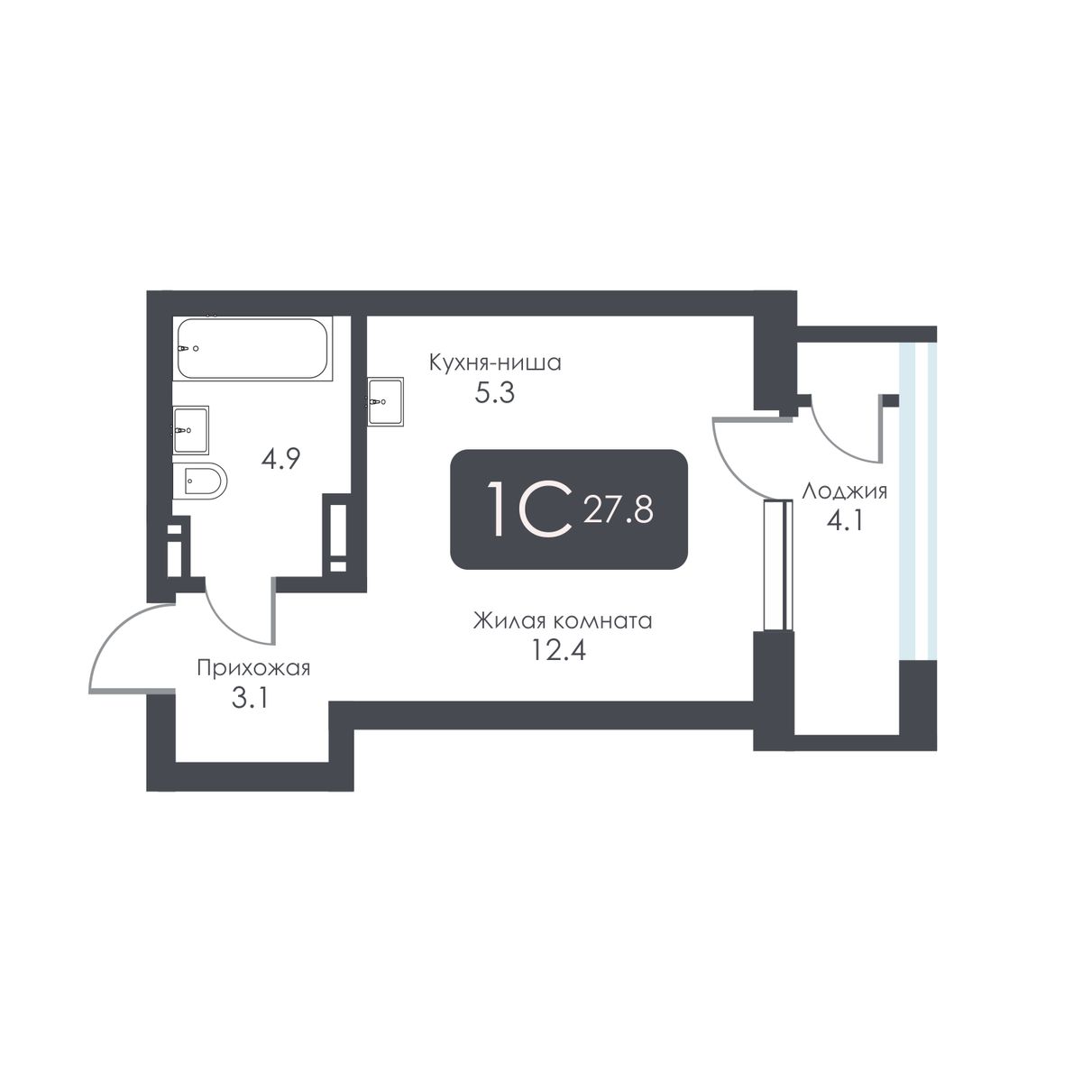 Студия, 25.7 м², № 341 в City Towers (Сити Тауэрс)