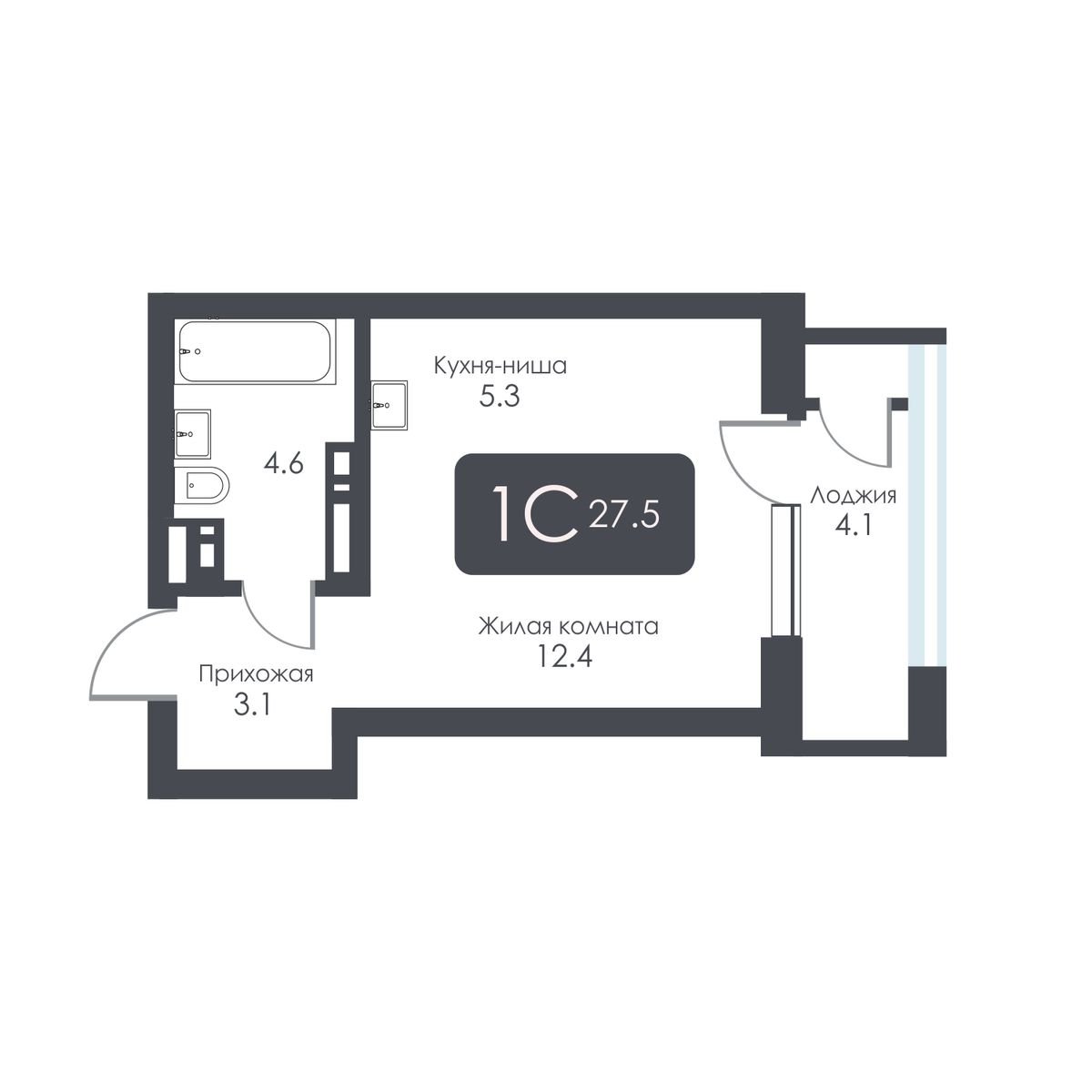 Студия, 25.4 м², № 404 в City Towers (Сити Тауэрс)