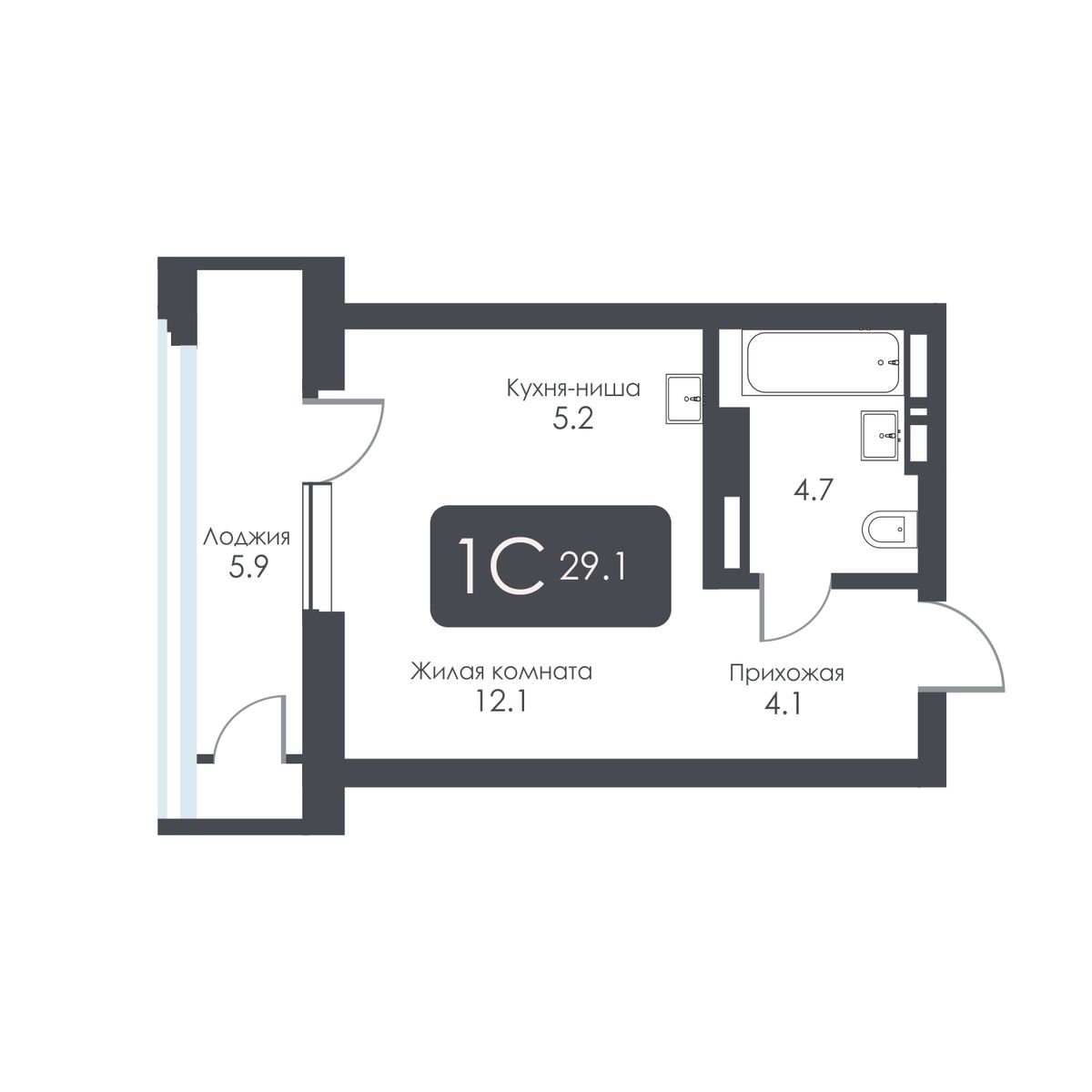 Студия, 26.1 м², № 491 в City Towers (Сити Тауэрс)