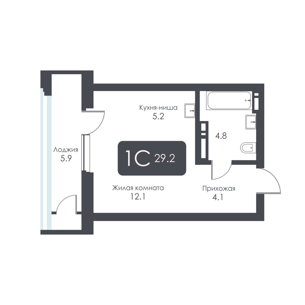 Студия, 26.2 м², № 401 в City Towers (Сити Тауэрс)