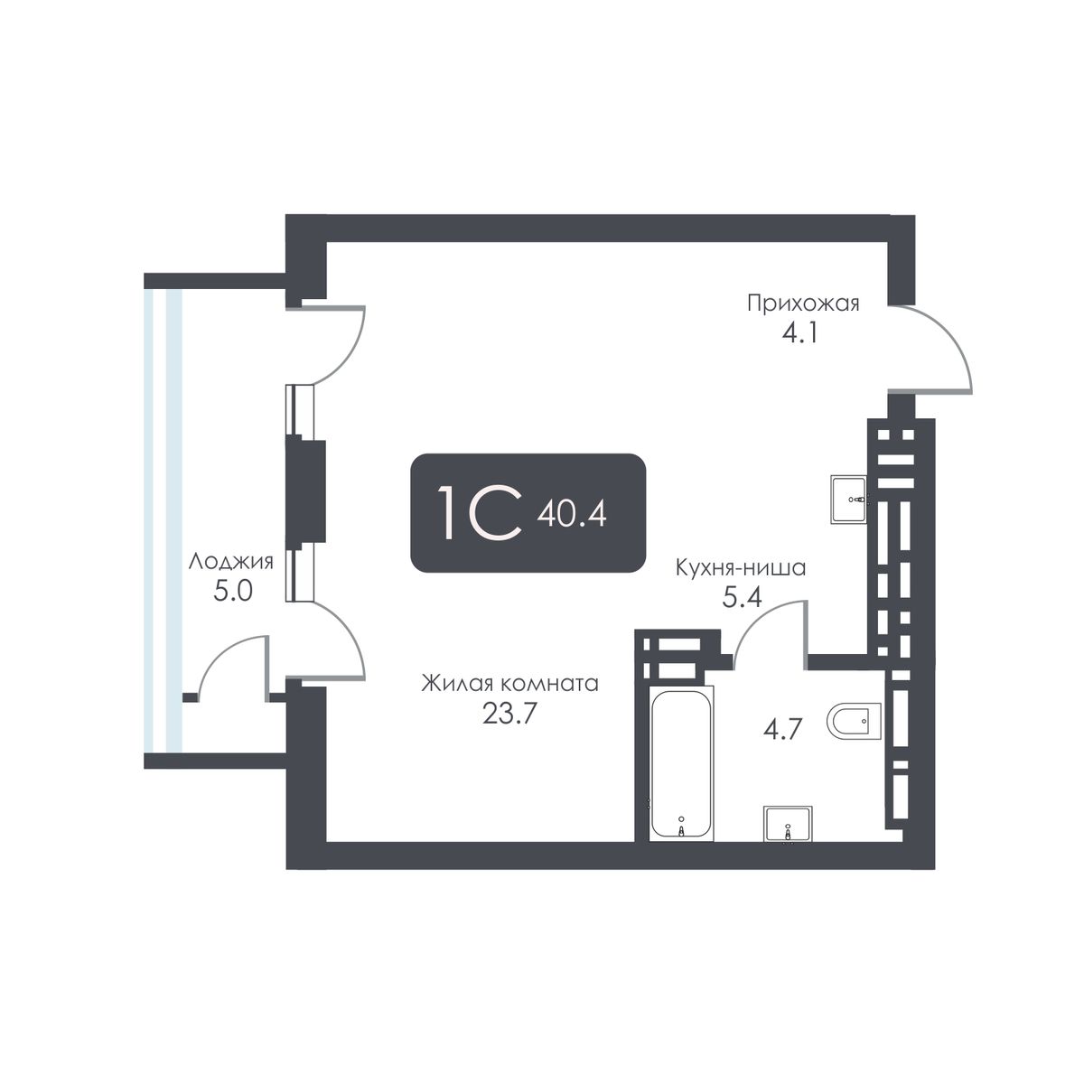 Студия, 37.9 м², № 490 в City Towers (Сити Тауэрс)