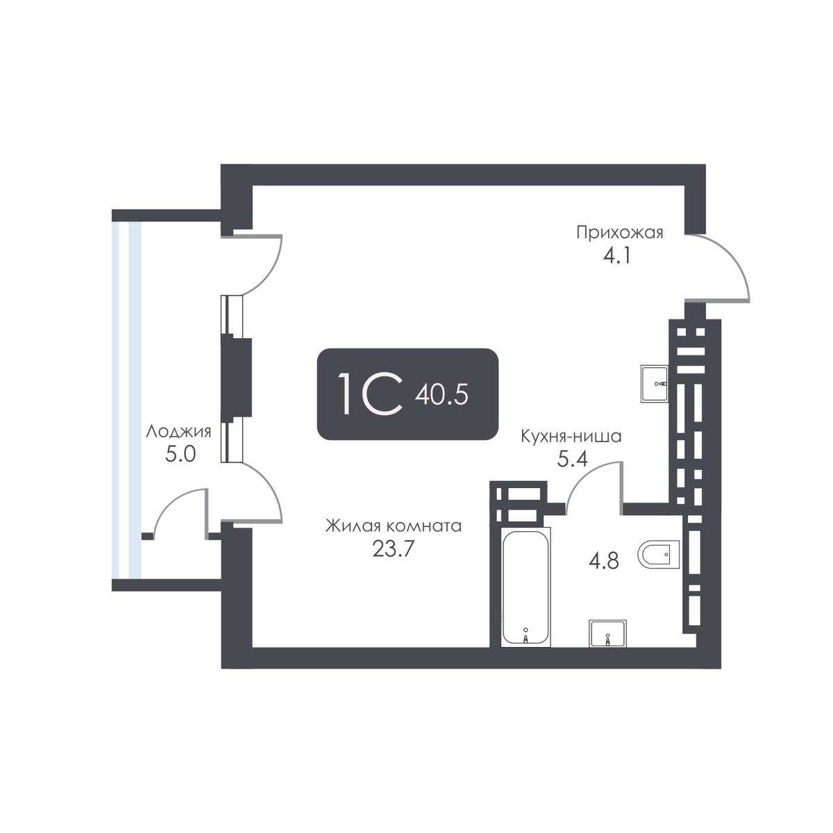 Студия, 38 м², № 472 в City Towers (Сити Тауэрс)