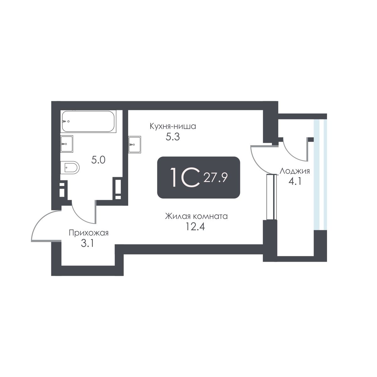 Студия, 25.8 м², № 314 в City Towers (Сити Тауэрс)