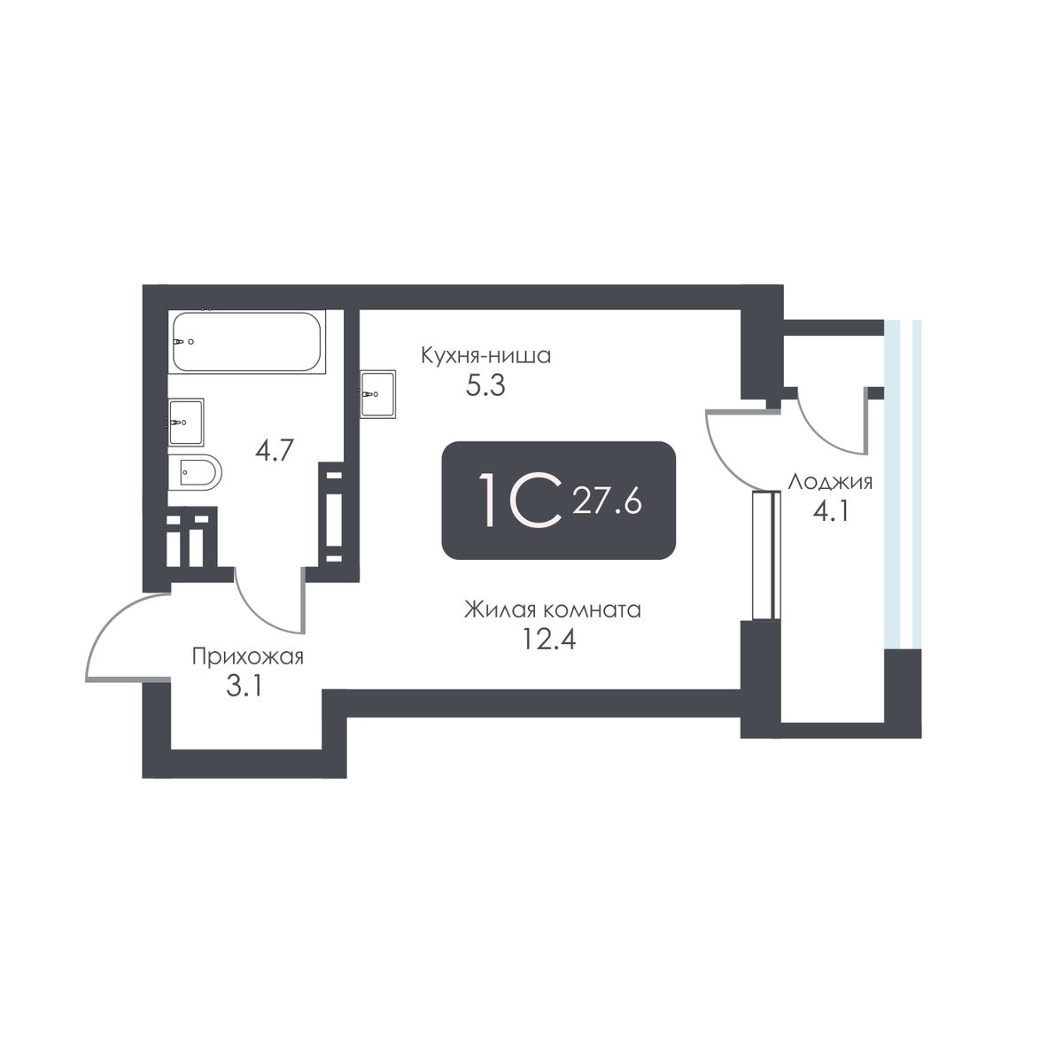Студия, 25.5 м², № 386 в City Towers (Сити Тауэрс)
