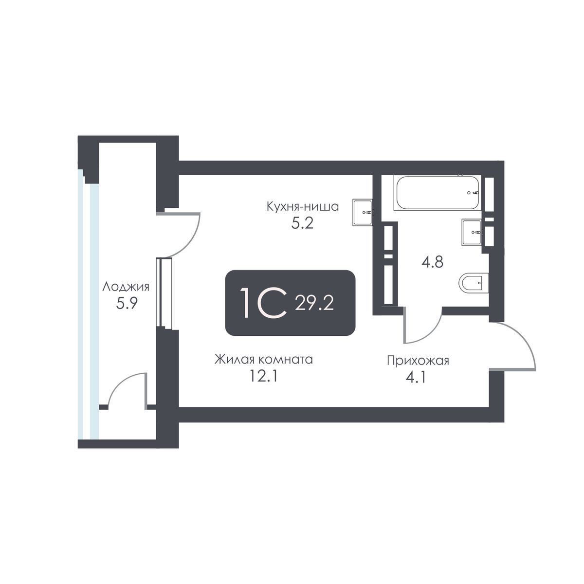 Студия, 26.2 м², № 455 в City Towers (Сити Тауэрс)