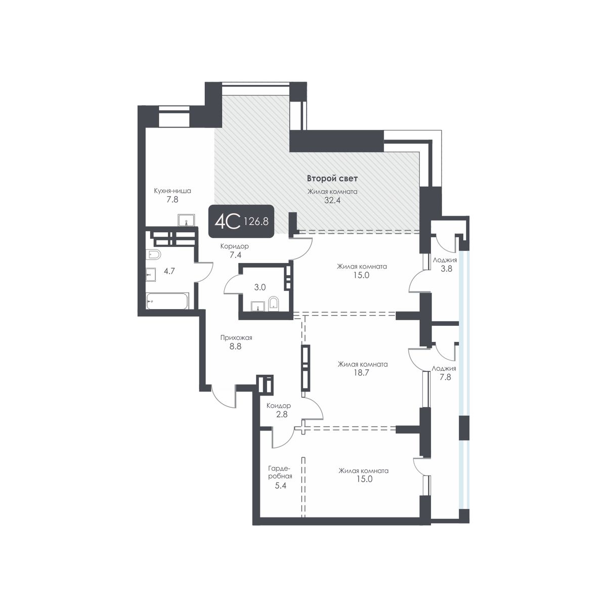 4-комнатная, 120.8 м², № 502 в City Towers (Сити Тауэрс)