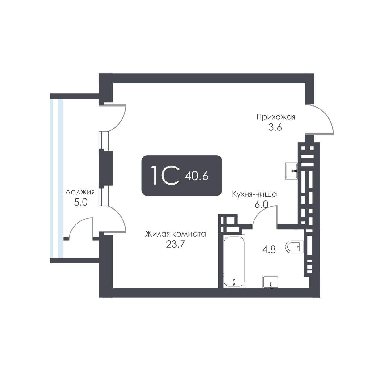 Студия, 38.1 м², № 400 в City Towers (Сити Тауэрс)
