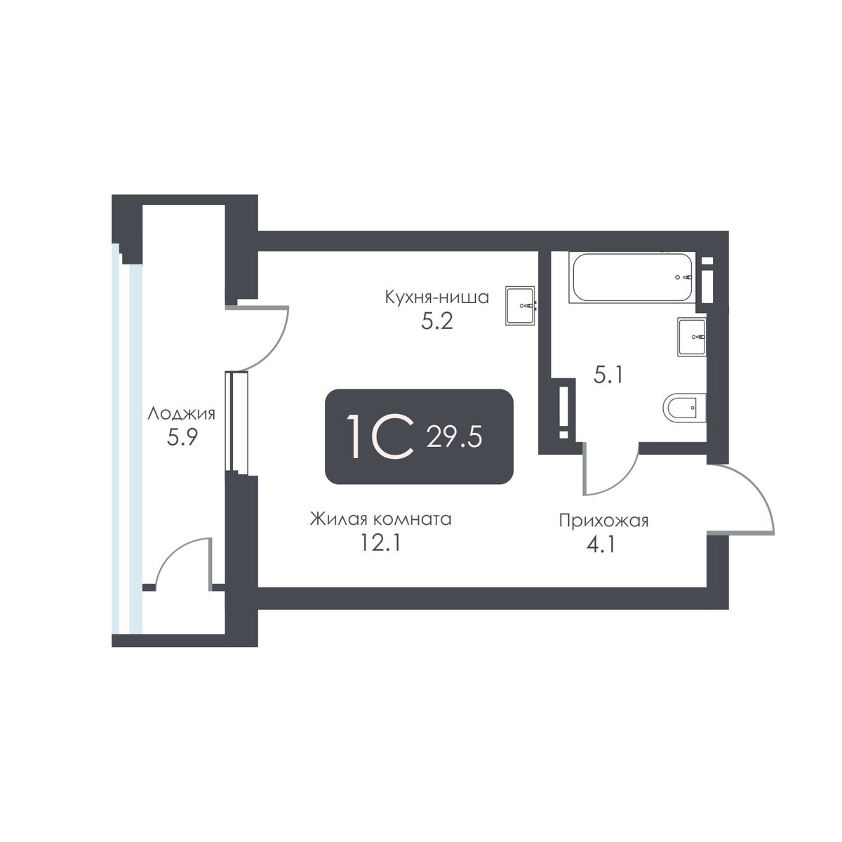 Студия, 26.5 м², № 347 в City Towers (Сити Тауэрс)