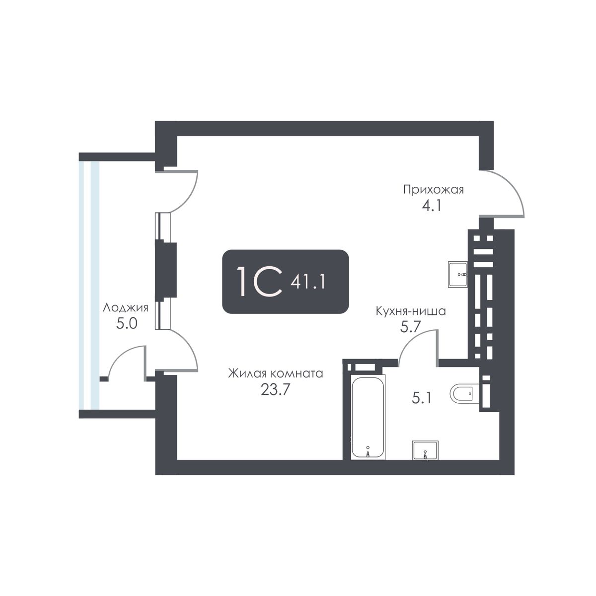 Студия, 38.6 м², № 382 в City Towers (Сити Тауэрс)