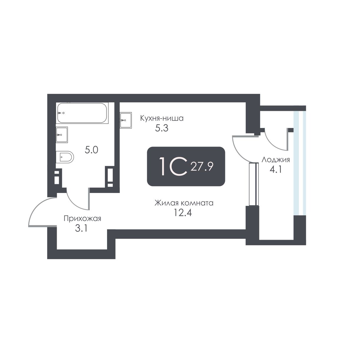 Студия, 25.8 м², № 306 в City Towers (Сити Тауэрс)