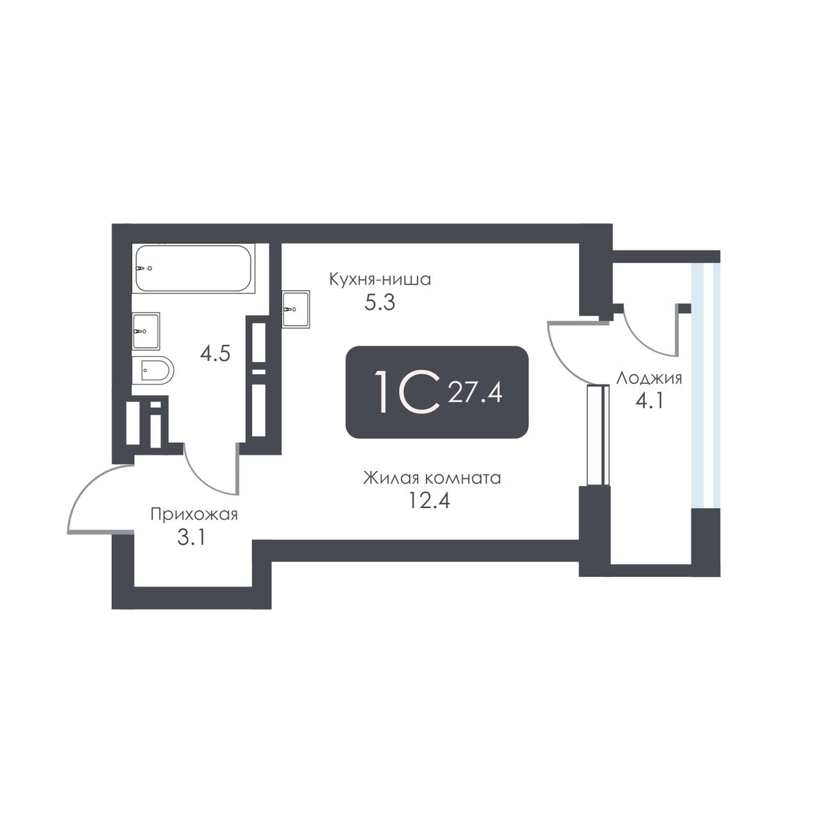 Студия, 25.3 м², № 494 в City Towers (Сити Тауэрс)
