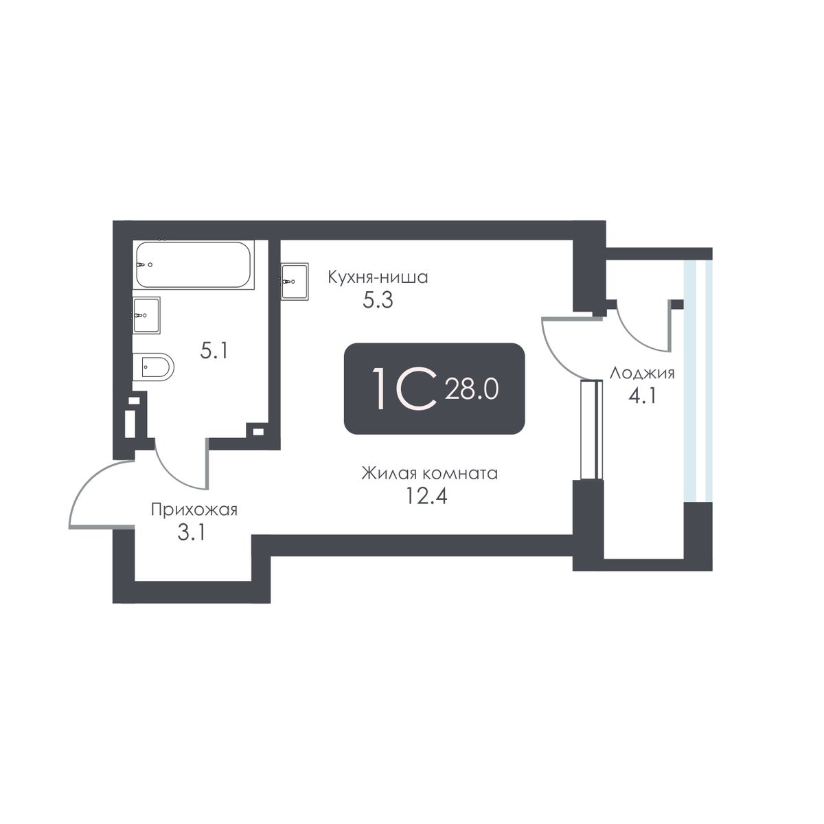 Студия, 25.9 м², № 258 в City Towers (Сити Тауэрс)